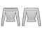 Off-the-shoulder ribbed-knit top technical fashion illustration with sleeveless, close-fitting shape.