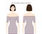 Off-shoulder sleeves clothes character beautiful lady in grey top, shirt, dress technical fashion illustration elbow