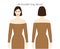 Off-shoulder sleeves long length clothes character beautiful lady in brown top, shirt, dress technical illustration