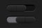 On and Off slider buttons. Black 3d oval icons
