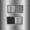 On and Off square slider buttons. Metal switch interface buttons on stainless steel background