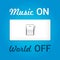 On off switch. Conceptual image with swtitch on music and world