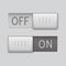 On and Off toggle switch slider buttons. Rectangle icons