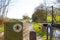 Offa`s Sign Post and Lift Bridge on Montgomery Canal, Powys, Wales