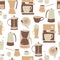Ð¡offee drinks , makers  and grinders. Vector  pattern