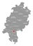 Offenbach city county red highlighted in map of Hessen Germany