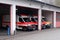 Offenbach, Germany - January 2022: ambulance station in hospital, modern Red ambulance cars is waiting for patient, concept of