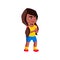 offended african girl want to buy new doll in toy shop cartoon vector