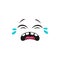 Offended crying emoticon, tears on eyes isolated