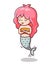 Offended mermaid, arms folded. Kawaii cartoon character.