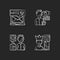 Offensive comments online chalk white icons set on black background