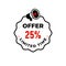 Offer 25% limited time discount logo badge design with megaphone icon illustration