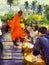 Offering alms to monks in the morning Illustrations creates an impressionist style of painting