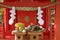 Offerings of food left at a Japanese shinto shrine