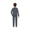 Office African American Man Character in Suit and Red Tie Standing Back View Vector Illustration
