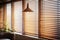 Office blinds modern wooden jalousie, control lighting in meeting rooms