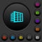 Office block dark push buttons with color icons