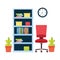 office bookshelf chair workplace