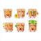 Office boxes cartoon character with cute emoticon bring money