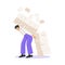 Office Bureaucracy with Man Character Carrying Loads of Paperwork on His Back Vector Illustration