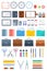 Office, business supply and stationery flat vector icon set.