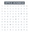 Office business vector line icons set. Office, Business, Workplace, Desk, Stationery, Documents, Printer illustration