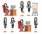 Office businesswoman in various situations vector characters cartoon flat set