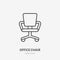 Office chair flat line icon. Apartment furniture sign, vector illustration of study room armchair. Thin linear logo for