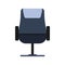 Office chair front view vector icon fruniture. Seat business interior element work job. Black flat ergonomic equipment