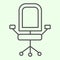 Office chair thin line icon. Armchair with wheels of comfortable business furniture outline style pictogram on white