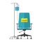 Office chair for workaholic employee with saline bag. Flat design.