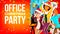 Office Christmas Party Vector. Businesspeople Team. Holiday. Cheerful Business People. Cartoon Illustration