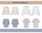 Office collection of blouses for woman. Basic set of technical sketches