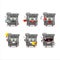 Office copier cartoon character with various types of business emoticons