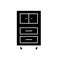 Office cupboards black vector concept icon. Office cupboards flat illustration, sign