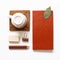 Office desk. Notebook, colored pencel, clip, eraser, cup on white background