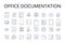 Office documentation line icons collection. Legal paperwork, Corporate records, Business correspondence, Administrative