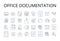 Office documentation line icons collection. Legal paperwork, Corporate records, Business correspondence, Administrative