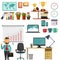 Office elements collection, Business education set