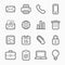 Office elements symbol line icon set