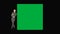 Office employee points to a square advertising green screen, Alpha Channel, 3D Render