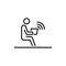 Office employer working on laptop wireless connection business people icon simple line flat illustration