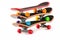 Office entertainment. Fingerboard  a skateboard on white background