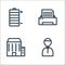 office equipment line icons. linear set. quality vector line set such as employee, company, printer