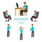 Office exercises info of set vector illustration