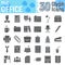 Office glyph icon set, business symbols collection
