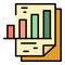 Office graph report icon color outline vector