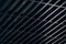 Office grille ceiling. Modern black metal grille ceiling, suspended covering. Abstract design texture