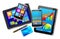 Office and home tablet computers, mobile phones of different gen