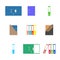 Office icons, set of cardboard folders, vector illustration
